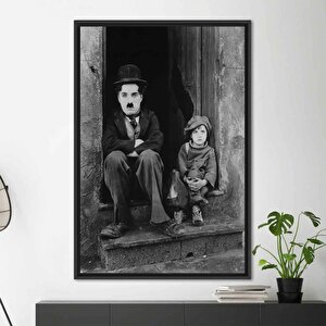 Charlie Chaplin Ve Çocuk Tablosu – Düzenlenmiş Kanvas Poster