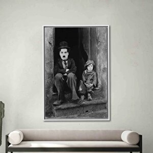 Charlie Chaplin Ve Çocuk Tablosu – Düzenlenmiş Kanvas Poster