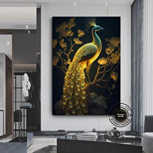 Altın Tavuskuşu Kanvas Tablosu – Ağaçta Altın Tavuskuşu, Asmaya Hazır 80x150 cm