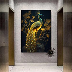 Altın Tavuskuşu Kanvas Tablosu – Ağaçta Altın Tavuskuşu, Asmaya Hazır 80x150 cm