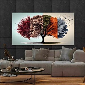 Yaz Ağacı Kanvas Sanatı; Soyut Ağaç Tasarımı; Dört Mevsim Ağacı; Kanvas Hediye; Duvar Sanatı Kanvas; 100x200 cm