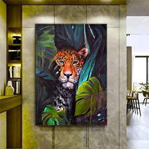 Yapraklar Arasında Boyanmış Leopar 20x30 cm