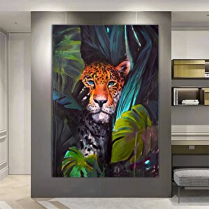Yapraklar Arasında Boyanmış Leopar 60x90 cm