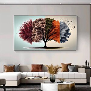 Yaz Ağacı Kanvas Sanatı; Soyut Ağaç Tasarımı; Dört Mevsim Ağacı; Kanvas Hediye; Duvar Sanatı Kanvas;