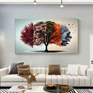 Yaz Ağacı Kanvas Sanatı; Soyut Ağaç Tasarımı; Dört Mevsim Ağacı; Kanvas Hediye; Duvar Sanatı Kanvas;