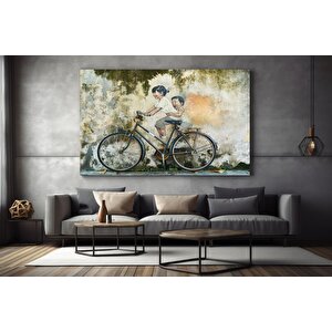 Penang Malezya; Penang Sokak Sanatı; Bisiklete Binen Çocuklar; Sokak Fotoğrafçılığı Kanvası; Graffit