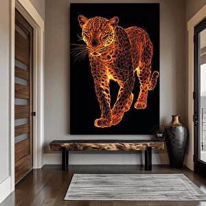 Leopar Soyut Sanat Kanvas; Siyah Altın Lüks Dekor