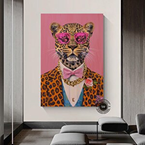 Ceketli Zarif Leopar Posteri – Çerçevelik Özel Tasarım Tablo 100x200 cm