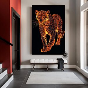 Leopar Soyut Sanat Kanvas; Siyah Altın Lüks Dekor 40x60 cm