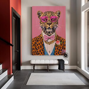 Ceketli Zarif Leopar Posteri – Çerçevelik Özel Tasarım Tablo 120x180 cm