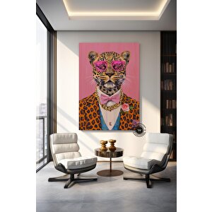Ceketli Zarif Leopar Posteri – Çerçevelik Özel Tasarım Tablo 120x180 cm