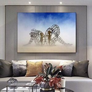 İç Çocuk Kanvas; Parlayan Heykel; Soyut İnsan Formu 70x100 cm