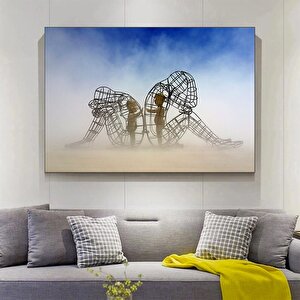İç Çocuk Kanvas; Parlayan Heykel; Soyut İnsan Formu 70x100 cm