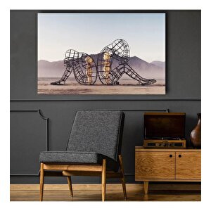 İç Çocuk Parlayan Heykel Temalı Modern Sanat, Burning Man Figürlü Duvar Kanvası