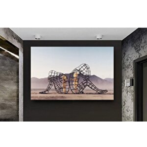 İç Çocuk Parlayan Heykel Temalı Modern Sanat, Burning Man Figürlü Duvar Kanvası