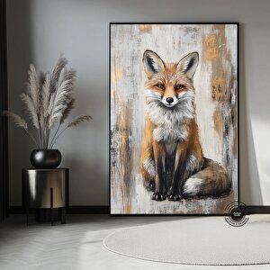Vahşi Tilki Kanvas Tablo, Yatak Odası Ve Çocuk Odası İçin Orman Temalı Tilki Dekoru 50x70 cm