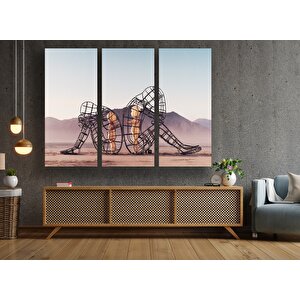 Sırt Sıra Çeviren İki Kişi Kanvas; İç Çocuk Temalı Duvar Sanatı; Asmaya Hazır 50x70 cm