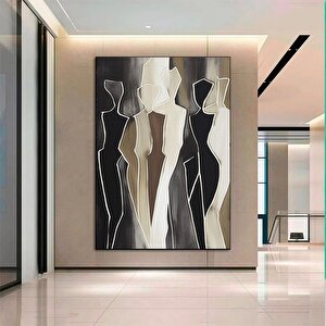 Toprak Tonlu Soyut Resim; Kahverengi Dokulu Kanvas Sanatı; Oturma Odası İçin Büyük Duvar Dekoru; Mod 90x150 cm