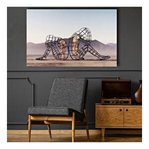 İç Çocuk Parlayan Heykel Temalı Modern Sanat, Burning Man Figürlü Duvar Kanvası