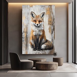 Vahşi Tilki Kanvas Tablo, Yatak Odası Ve Çocuk Odası İçin Orman Temalı Tilki Dekoru 80x150 cm