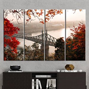 Kırmızı Ağaç Manzarası, Deniz Manzarası, Şehir Ve Nehir Duvar Dekoru 60x120 cm