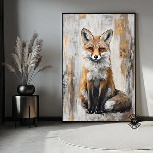 Vahşi Tilki Kanvas Tablo, Yatak Odası Ve Çocuk Odası İçin Orman Temalı Tilki Dekoru 150x250 cm