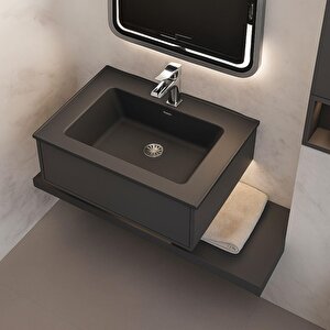 Zenith 65 Etajerli Beyaz Granit Banyo Lavabosu 65x45