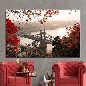 Kırmızı Ağaç Manzarası, Deniz Manzarası, Şehir Ve Nehir Duvar Dekoru 70x100 cm