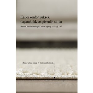 Yumuşak Peluş Tüylü İskandinav Desenli Kabarık Bukleli Krem Renkli Halı