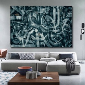 Graffiti Geri Fırça Darbeleri Soyut Kanvas Duvar Sanatı. Sokak Sanatı. Graffiti Kanvas Baskısı. 70x100 cm