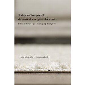 Yumuşak Peluş Tüylü İskandinav Desenli Kabarık Bukleli Krem Renkli Halı 120x200 cm