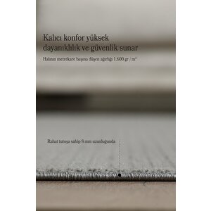 Modern Tasarımlı Salon Mutfak Koridor Halısı  Düz Saçaklı Gri Renkli