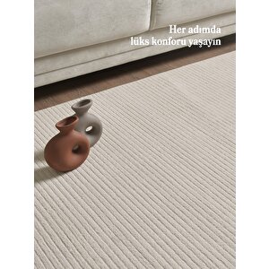 Modern Tasarımlı Salon  Mutfak  Koridor Halısı  Düz Saçaklı Bej Renkli 120x350 cm