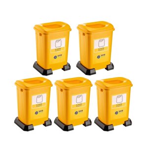 Sy-4395 Sıfır Atık Plastik Geri Dönüşüm Çöp Kutusu 50 Lt Sarı 5 Adet