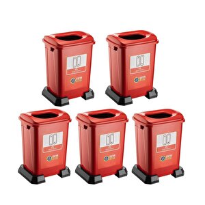 Sy-4395 Sıfır Atık Pil Geri Dönüşüm Çöp Kutusu 50 Lt Kırmızı 5 Adet