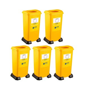 Sy-4398 Sıfır Atık Plastik Geri Dönüşüm Çöp Kutusu 70 Lt Sarı 5 Adet