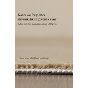 Modern Saçaklı Kaymaz Taban Tavşan Tüyü Kolay Temizlenebilir Yıkanabilir Salon Oturma Odası Yolluk Mutfak Halısı Bej Renk
