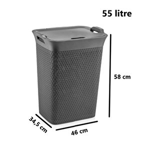 Sy-4630 Plastik Safir Kirli Çamaşır Sepeti 55 Lt Antrasit