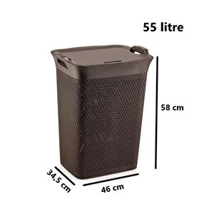Sy-4630 Plastik Safir Kirli Çamaşır Sepeti 55 Lt Kahverengi