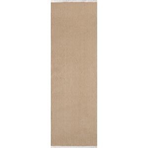 Modern Saçaklı Kaymaz Taban Tavşan Tüyü Kolay Temizlenebilir Yıkanabilir Salon Oturma Odası Yolluk Mutfak Halısı Bej Renk 160x450 cm