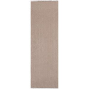 Modern Saçaklı Kaymaz Taban Tavşan Tüyü Kolay Temizlenebilir Yıkanabilir Salon Oturma Odası Yolluk Mutfak Halısı Açık Kahverengi R 100x450 cm