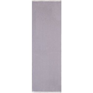 Modern Saçaklı Kaymaz Taban Tavşan Tüyü Kolay Temizlenebilir Yıkanabilir Salon Oturma Odası Yolluk Mutfak Halısı Açık Gri Renk 120x400 cm