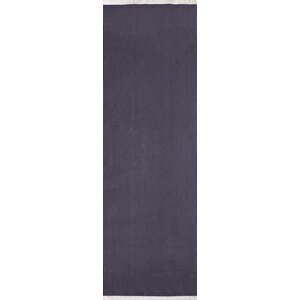 Modern Saçaklı Kaymaz Taban Tavşan Tüyü Kolay Temizlenebilir Yıkanabilir Salon Oturma Odası Yolluk Mutfak Halısı Gri Renk 100x450 cm