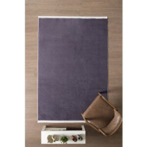 Modern Saçaklı Kaymaz Taban Tavşan Tüyü Kolay Temizlenebilir Yıkanabilir Salon Oturma Odası Yolluk Mutfak Halısı Gri Renk 80x350 cm