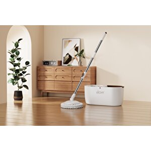 360° Döner Mop Temizlik Seti | Kolay Sıkma Kova, Mikrofiber Mop (yedek Mop Hediyeli) Vch-6675 X3