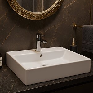 Vega Dikdörtgen Beyaz Delikli Lavabo 60x45 Cm Vg0060