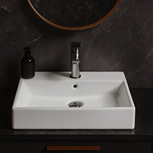 Vega Dikdötgen Beyaz Delikli Lavabo 80x45 Cm Vg0080