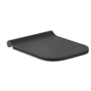 Seramiksan Bold Antrasit Kanalsız Duvara Sıfır Klozet Takımı A091030h, Bold Antrasit Duroplast Yavaş Kapak