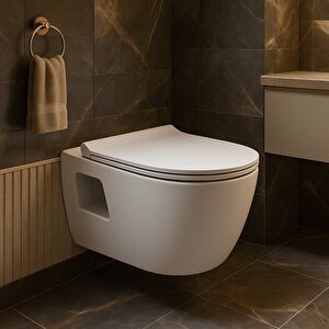 Turavit Rondo Rita Beyaz Kanalsız Açık Montaj Asma Klozet Rnd5516, Nkp Grande Yavaş Kapak