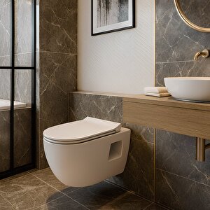 Turavit Rondo Rita Beyaz Kanalsız Açık Montaj Asma Klozet Rnd5516, Nkp Grande Yavaş Kapak